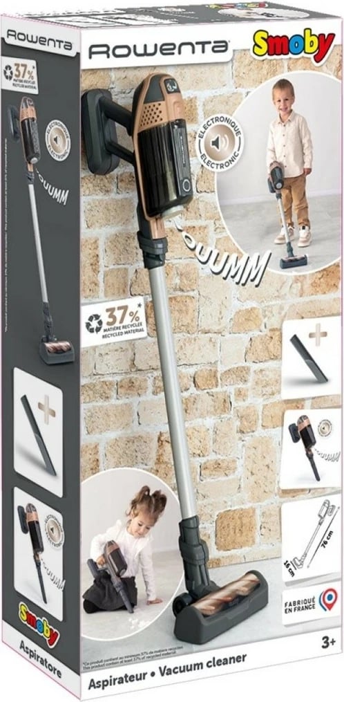 Lodër fshesë me korrent Smoby Rowenta X Force Flex, për fëmijë, Elektronike, Zezë/Bakër/Gri