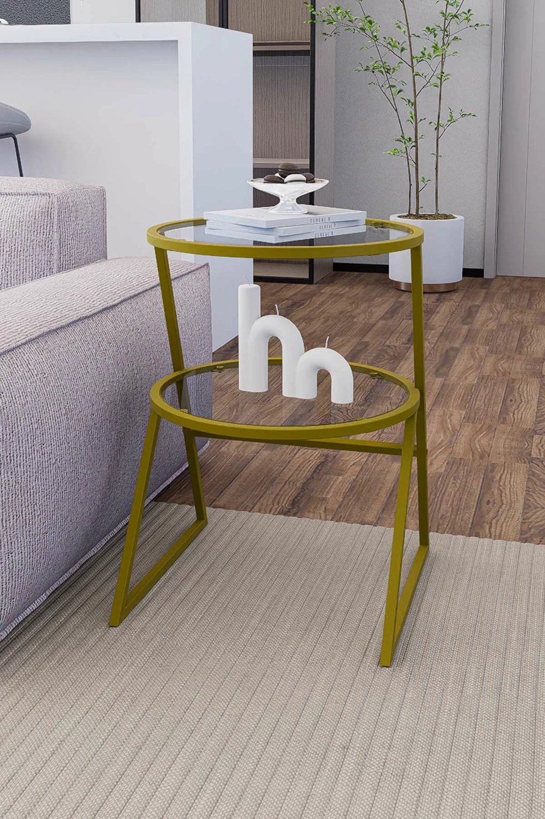 Tavolinë anësore Skye Decor, Valencia, ngjyrë ari