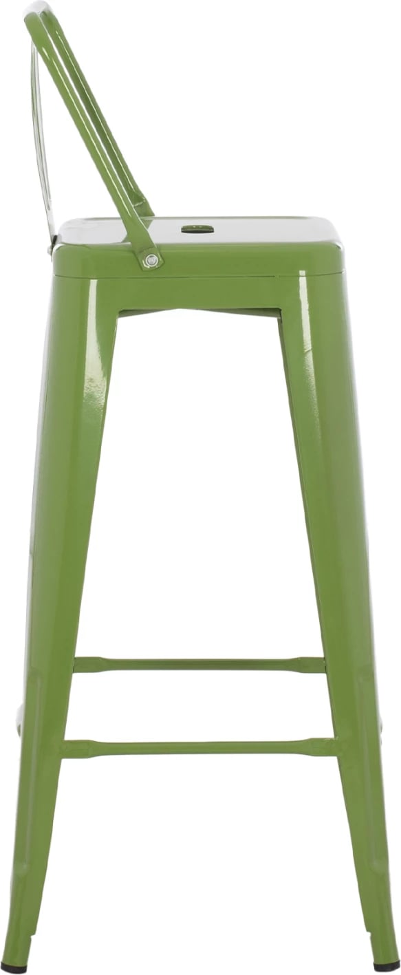 Karrige për bar metalike Melita me shpinë, ngjyrë ulliri e çelët, FH8643.13, 43x43x100 cm