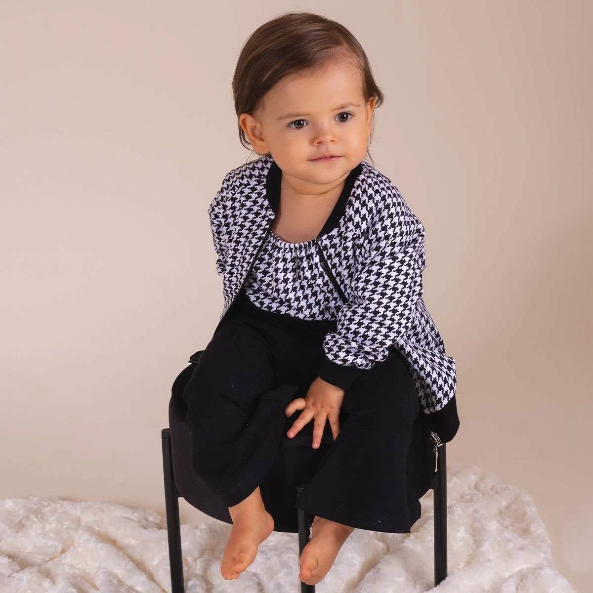 duks bebe, Nicol Viki, madhësia 56 (0-3m), pambuk 95% me elastan, zinxhir i plotë, zi/bardhë