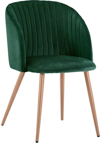 Karrige Leah me kadife ngjyrë cypress dhe këmbë metalike FH8543.03 51x58x80 cm, set prej 2 copë