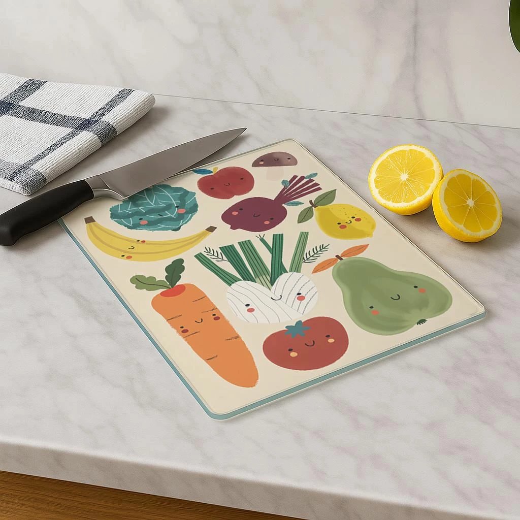 Dërrasë prerëse prej xhami të temperuar, shumëngjyrëshe, Hermia, Kes-00015, 30x40cm