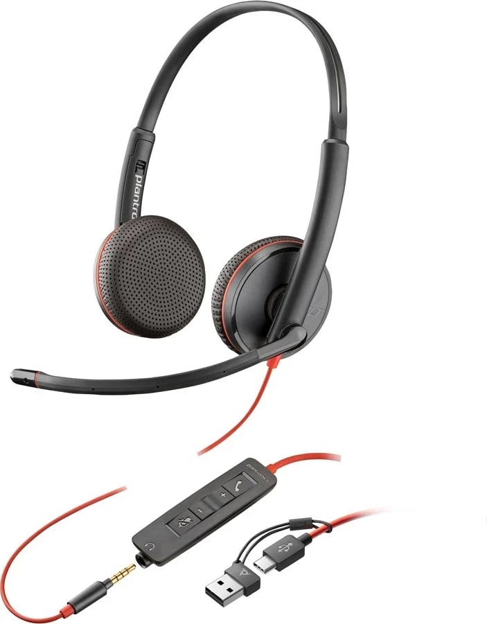 Kufje POLY Blackwire 3225, stereo, USB-C/USB-A/3.5mm, e zezë