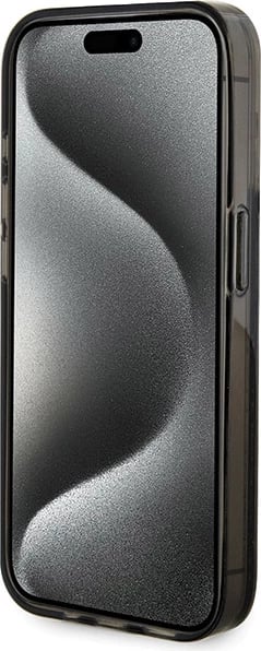 Mbështjellës Guess Liquid Glitter Gold Stripes për iPhone 15 Pro, i zi Mbështjellës Guess Liquid Glitter Gold Stripes për iPhone 15 Pro, i zi