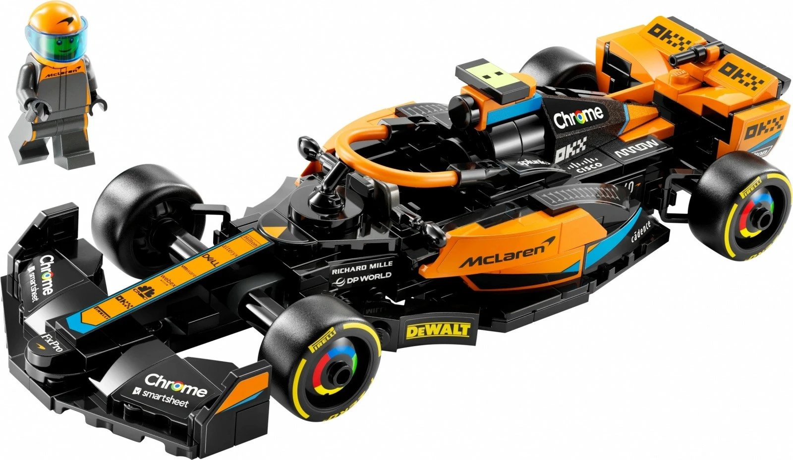 Set LEGO Speed Champions McLaren Formula 1 Race Car 2023, 245 pjesë, portokalli/zi