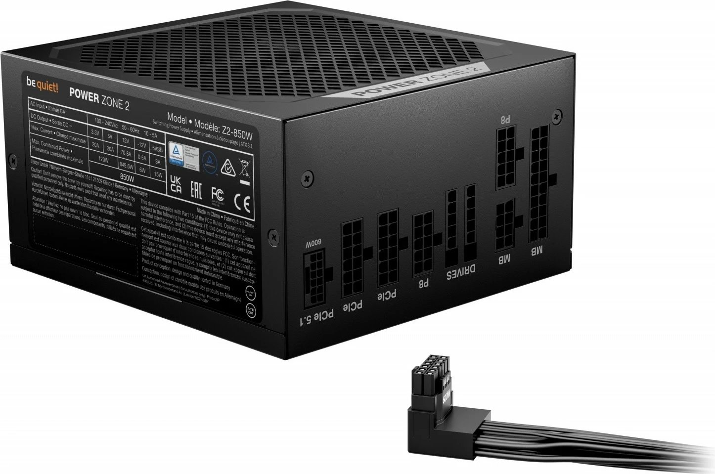 Kasë Be quiet! Power Zone 2 BP007EU, 850W, 80 PLUS Platinum, Modular, E zezë