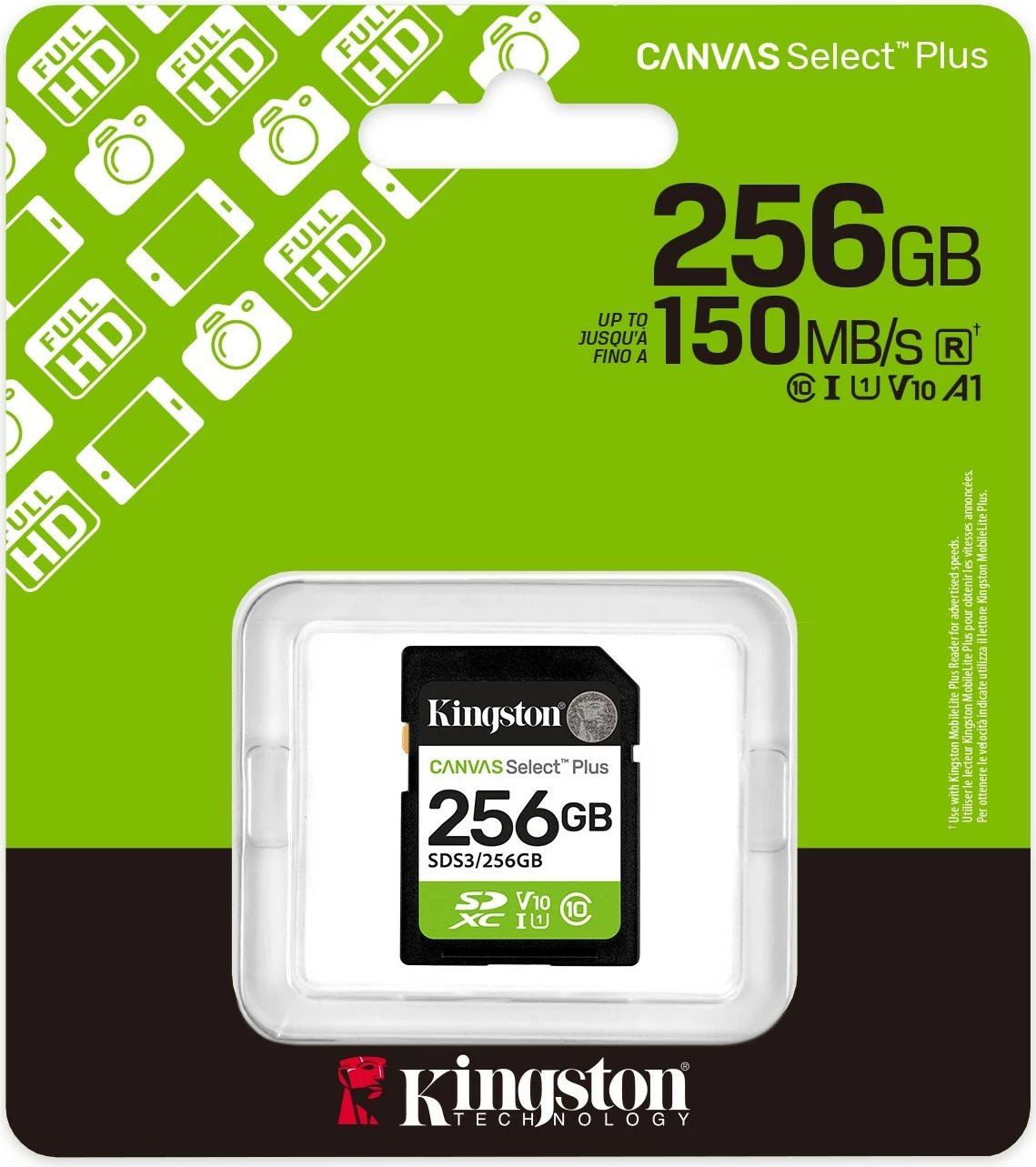 Kartelë SD Kingston Canvas Select Plus Gen3 256GB, SDXC, 150MB/s