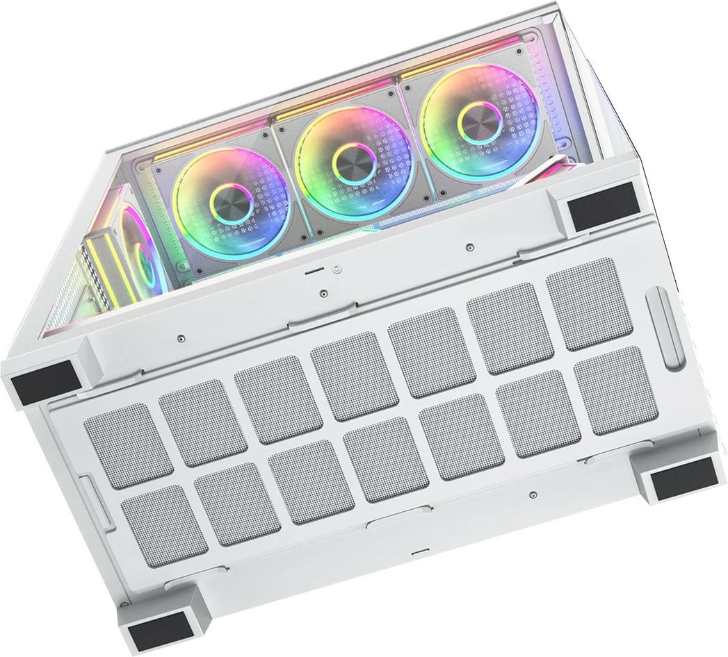 Kasë MODECOM Volcano Stellar Plus ARGB Midi 8F, ATX/mATX/ITX, 8 ventilatorë ARGB me kontrollues, USB-C, xham i kalitur, e bardhë