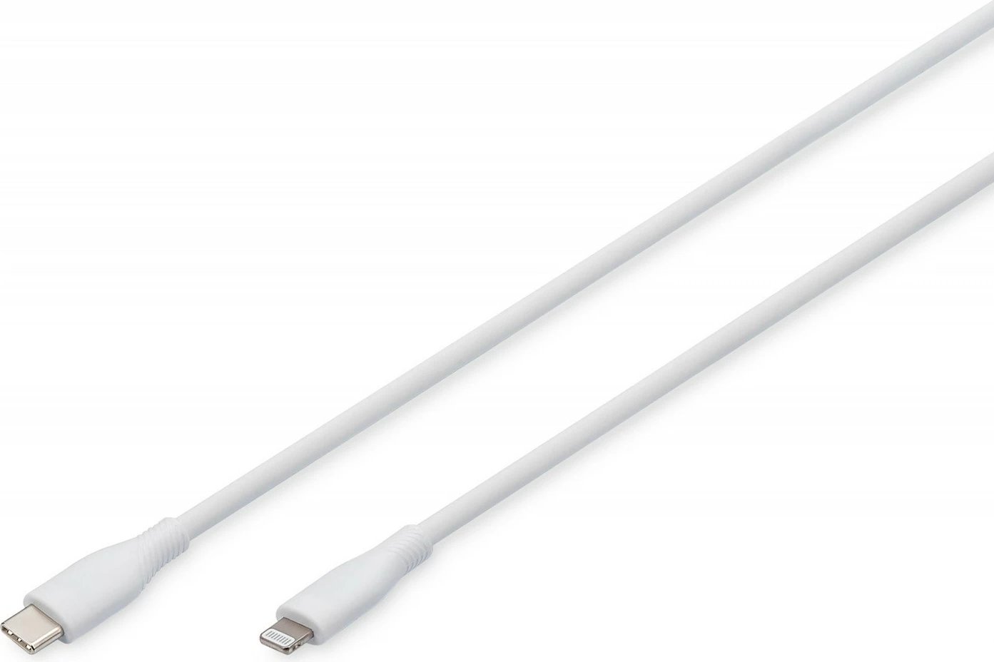 Kabllo silikon Digitus AK-600110-010-W, USB-C në Lightning, 1m, Bardhë