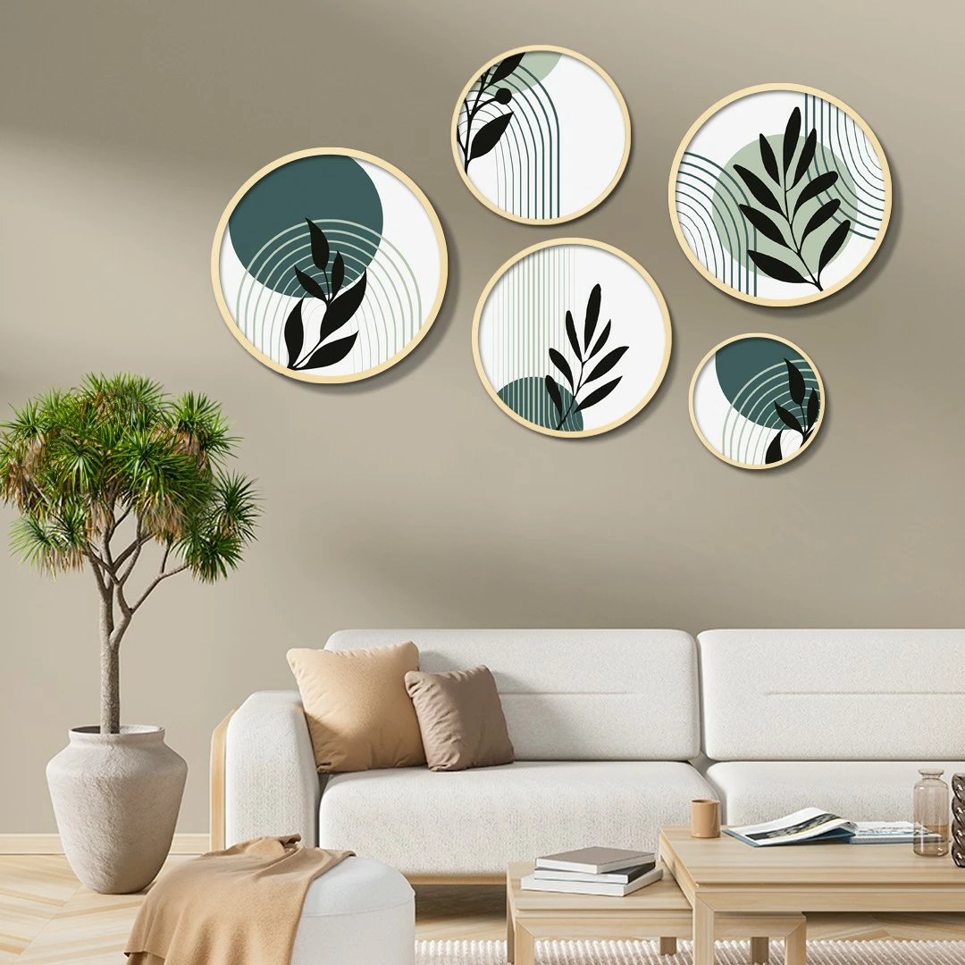 Set pikturash dekorative me kornizë MDF (5 copë), Wallity, Yats-22