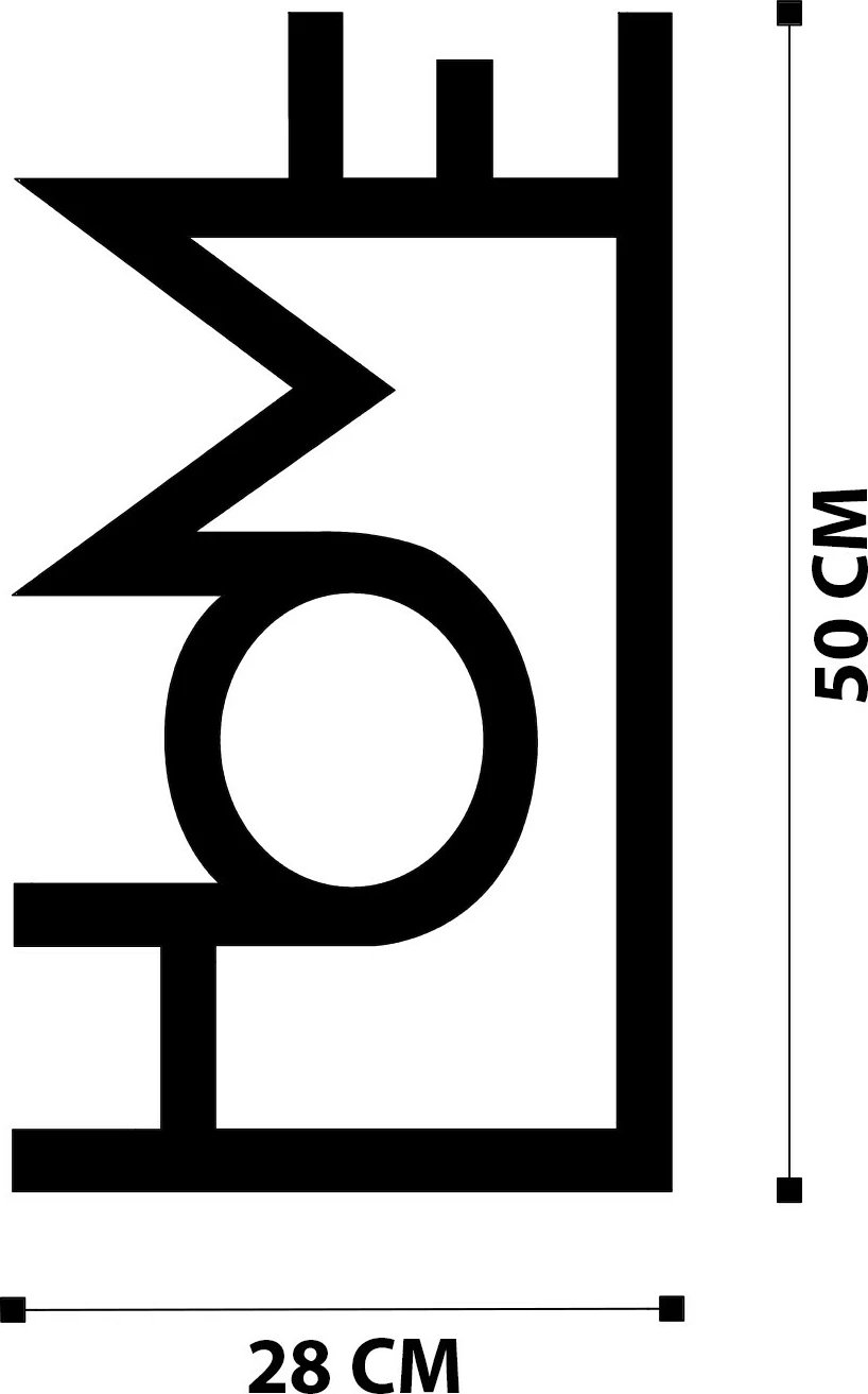 Aksesor dekorativ metalik për mur, Wallity, ngjyrë e zezë, 28x50cm