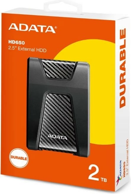 Kasë e jashtme Adata DashDrive Durable HD650, 2TB, 2.5", USB 3.1, e zezë