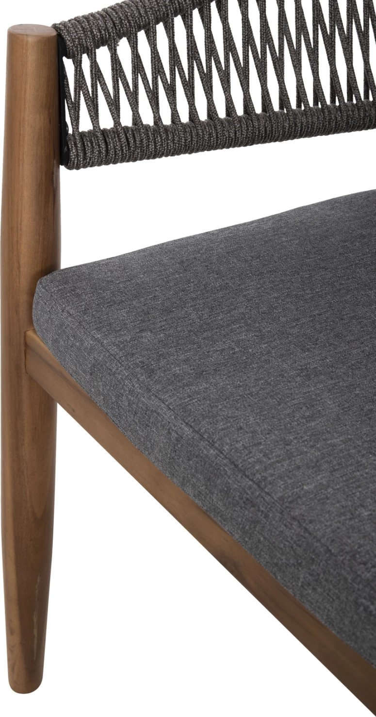 Karrige për tavolinë terase NAVAN FH6135.01 dru akacie natyrale-litar najloni gri 59x58x76Hcm., set prej 4 copë