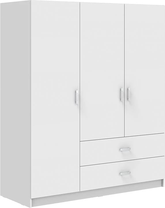 Dollap treshe me sirtarë e pjesë sipër, ngjyrë e bardhë, 150x58x230cm