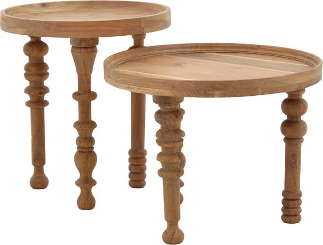 Set tavolinash anësore 2 copë Kelly dru akacie natyrale