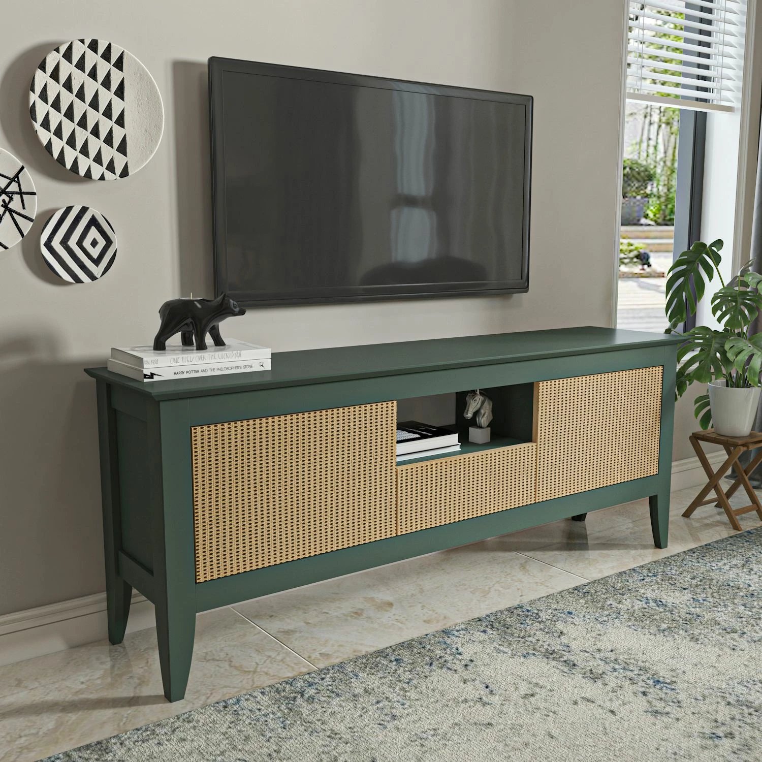 Komodë TV Skye Decor, ngjyrë e gjelbër, hazeran, moderne