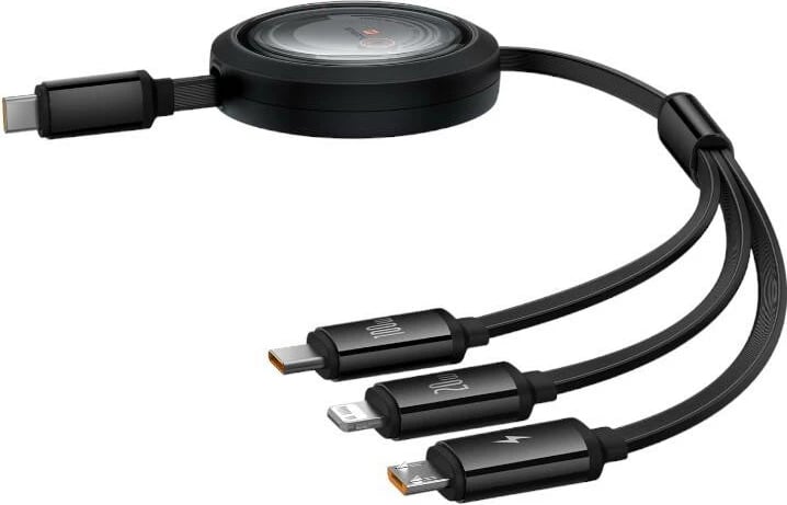 Kabllo karikimi 3-në-1 Baseus Free2Draw, 1.1m, 100W, USB-C/Lightning/microUSB, e zezë Kabllo karikimi 3-në-1 Baseus Free2Draw, 1.1m, 100W, USB-C/Lightning/microUSB, e zezë