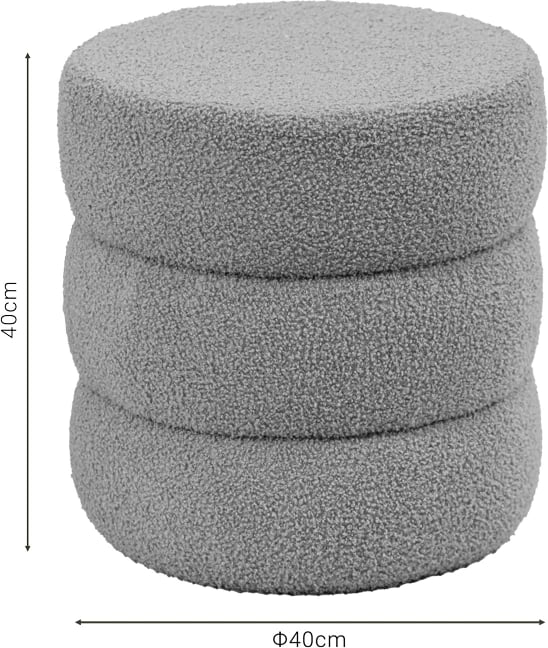 Puf karrige Kioto, material teddy, ngjyrë kafe, D40x40cm