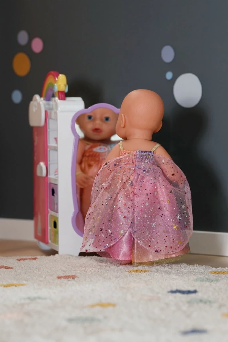 Fustan kukulle, Baby Born (Zapf), Rainbow Dress 836132-116724, për kukull 43 cm, me krahë dhe varëse, shumëngjyrëshe