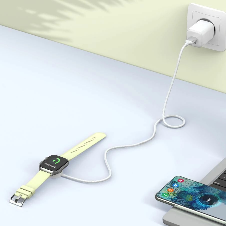 Karikues induktiv Tech-Protect UltraBoost USB-A për Apple Watch, 1m, Bardhë