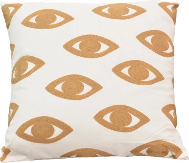 Jastëk Eyes Inart, ngjyrë natyrale-bardhë, 60x60x2.5cm