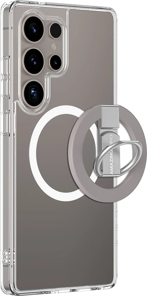 Mbështjellës AmazingThing Minimal Mag Case me unazë magnetike për Samsung Galaxy S25 Ultra, Transparent