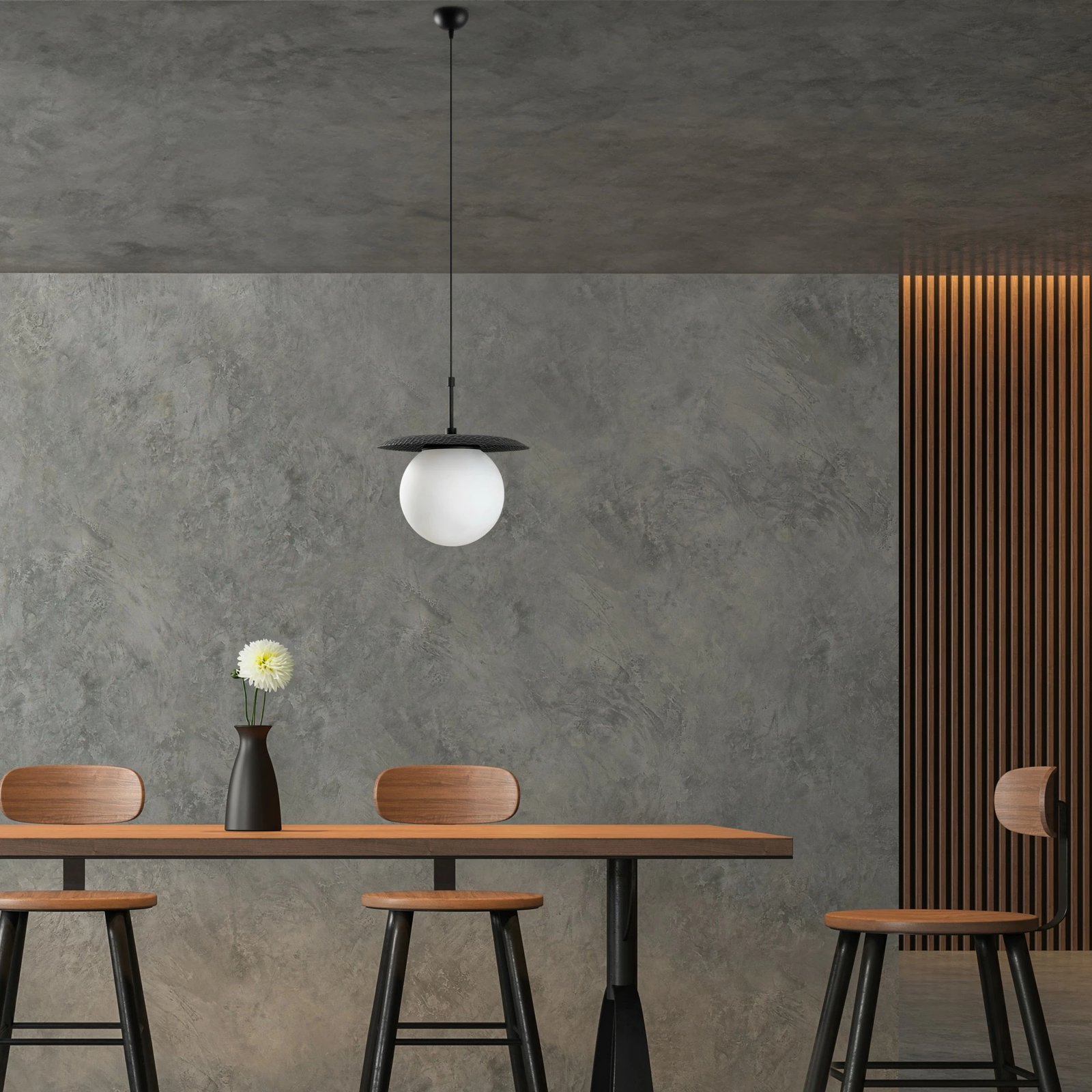 Llambë tavani Opviq, Anemon - 13808, metal i zi, gotë, lartësi e rregullueshme