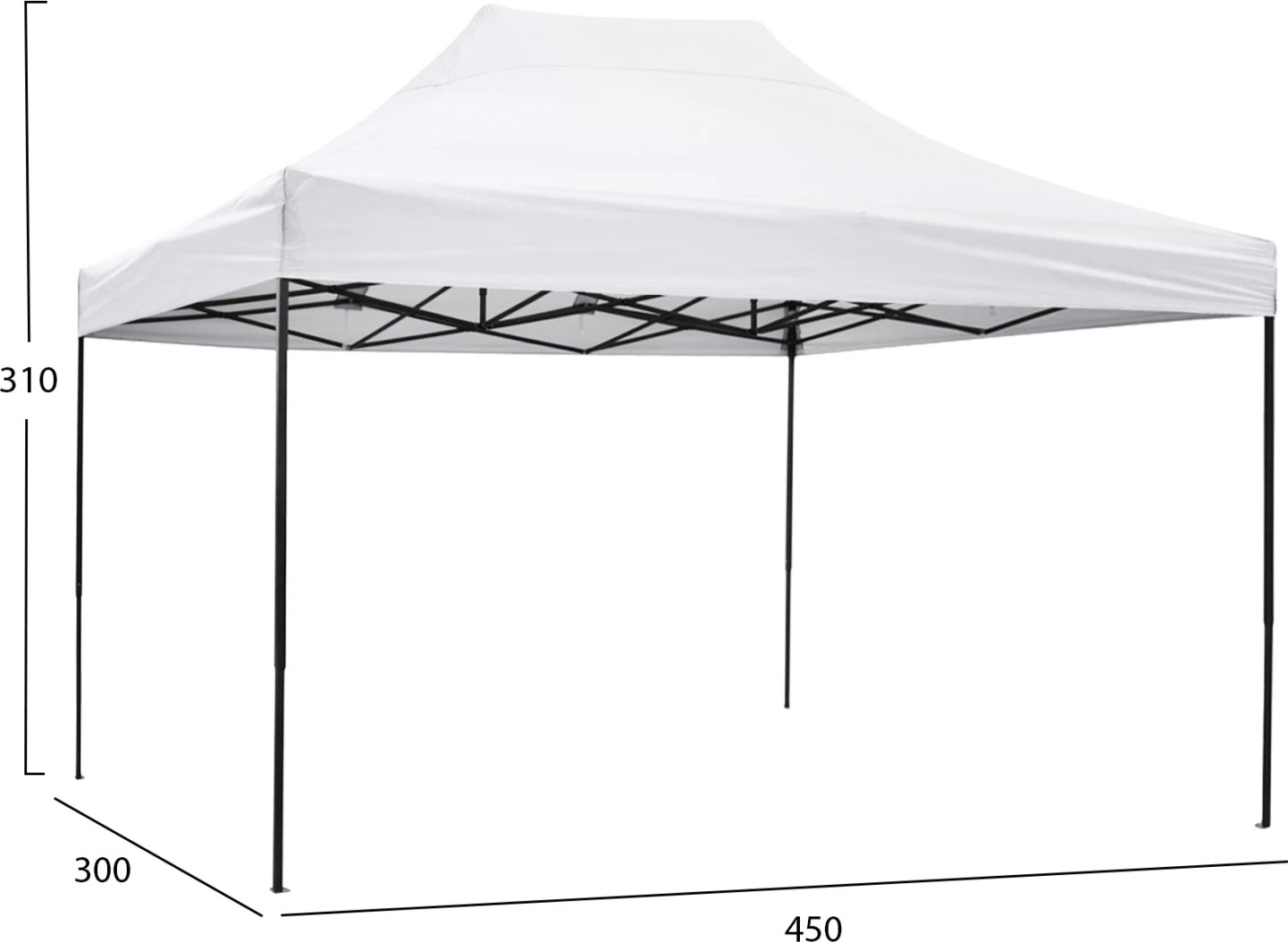Tendë e palosshme GAZEBO MATTHEW FH6311, kornizë metalike e zezë, hije e bardhë, 3x4.5x3.10Hm