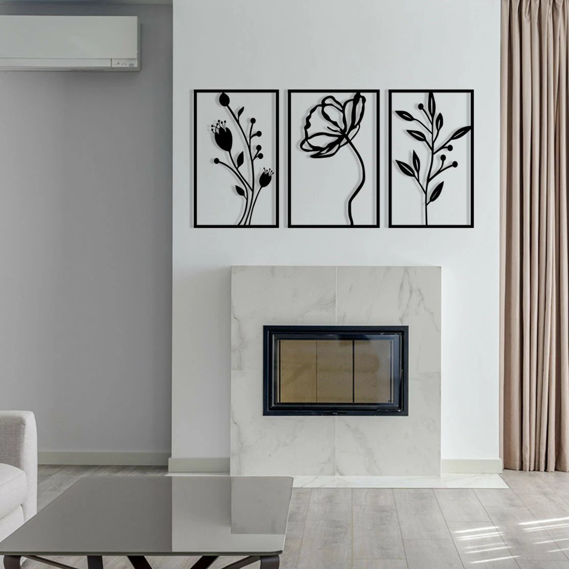 Aksesor dekorativ metalik për mur, lule, Wallity