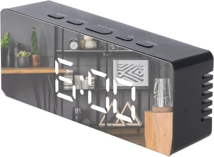 Orë alarmi, Adler, AD 1189, LED me temperaturë dhome, 3 mënyra alarmi, USB + 3xAAA, e zezë