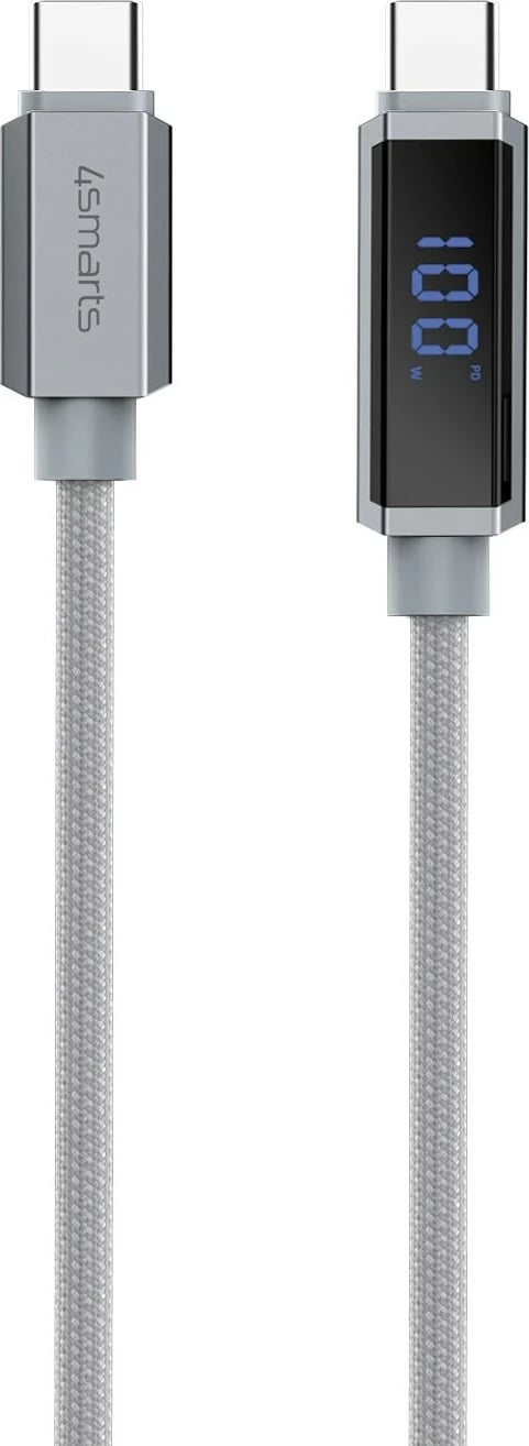 Kabllo USB-C 4smarts DigitCord 100W 1.5m, gri Kabllo USB-C 4smarts DigitCord 100W 1.5m, gri