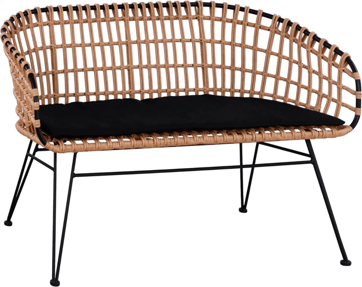 Bancë metalike Allegra FH5692 me thurje, ngjyrë zezë-bezhë, 124x57x77 cm