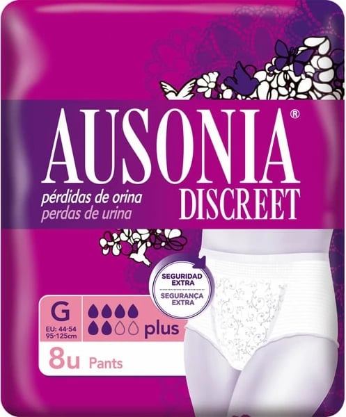 Pantallona inkontinence uniseks Ausonia Discreet G Plus, 8 copë Pantallona inkontinence uniseks Ausonia Discreet G Plus, 8 copë