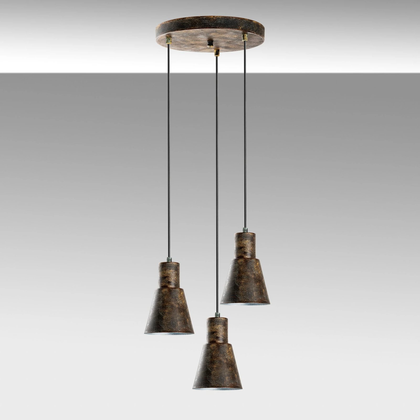 Llambë tavani Opviq, KONIKKEM-6357-3-RETRO, metal, ngjyrë antike, lartësi e rregullueshme, 40cm