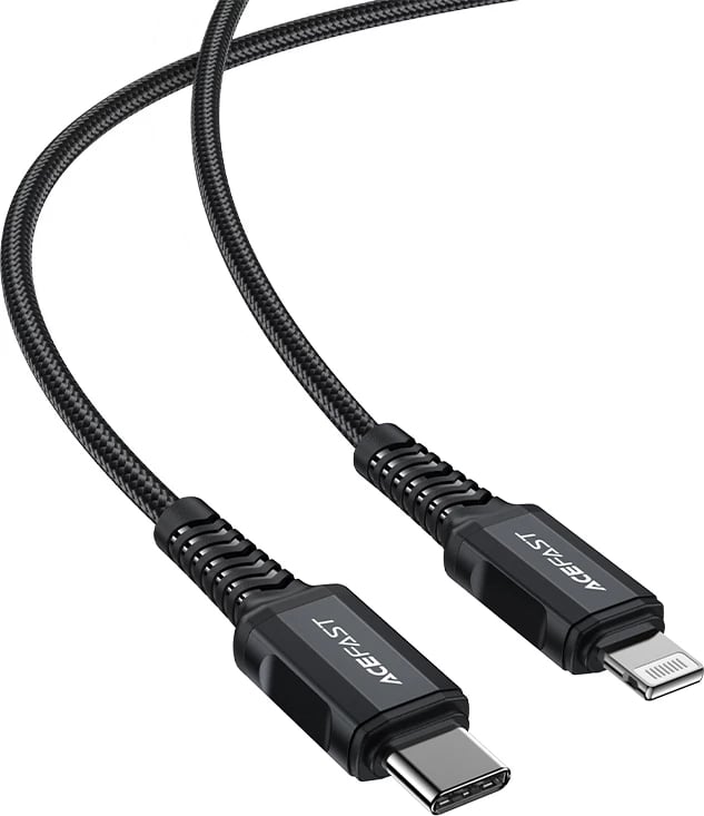 Kabllo Acefast C4-01, USB-C në Lightning, 1.8m, 30W, e zezë
