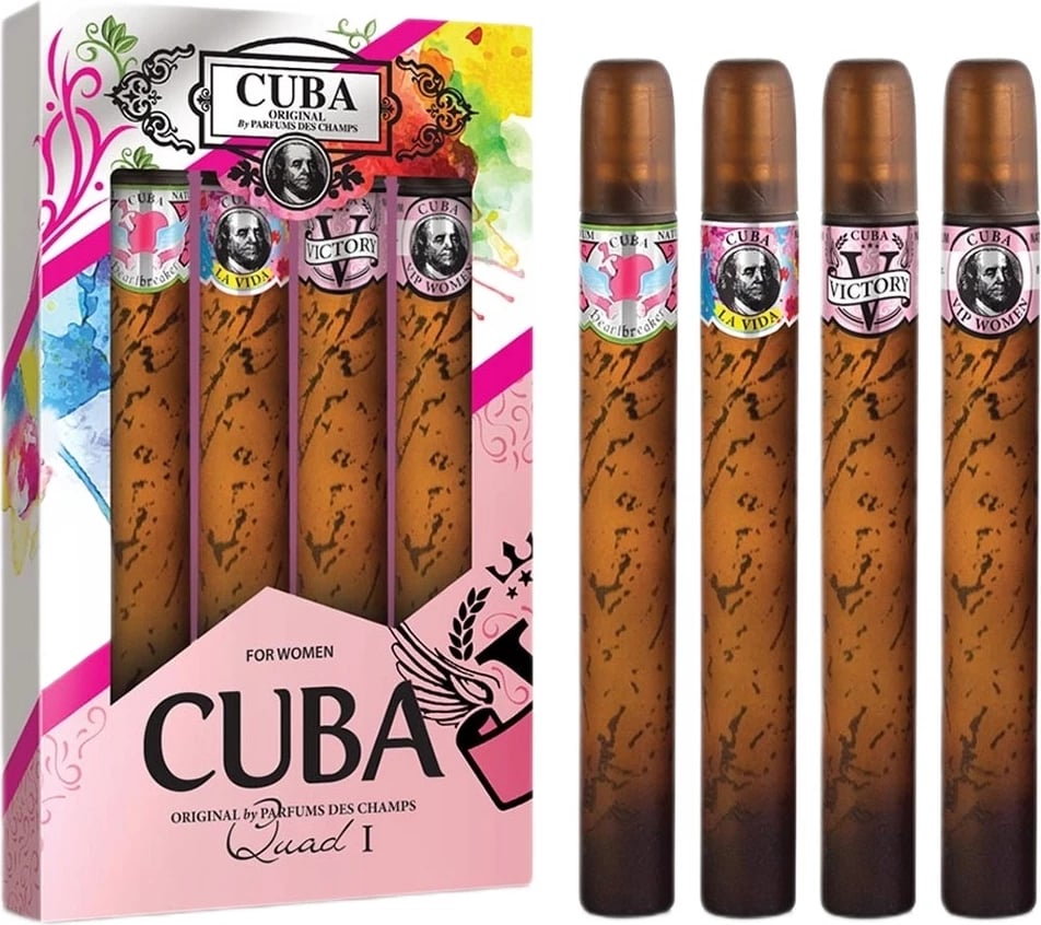 Set Eau de Parfum për femra Cuba Original Quad I Heartbreaker, La Vida, Victory, VIP 4x35ml