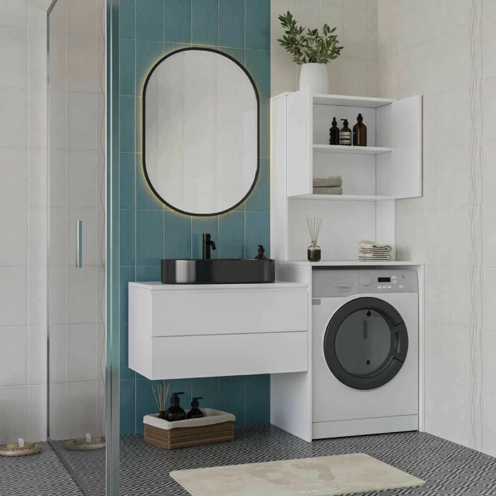 Dollap për lavatriçe, ngjyrë e bardhë, Skye Decor, Adr-482-Bb-1