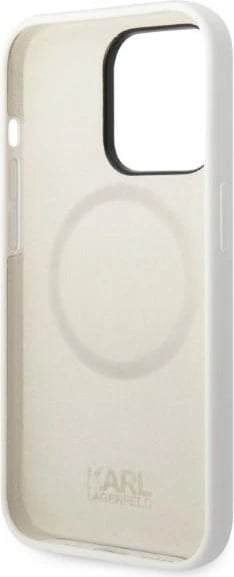 Mbështjellës Karl Lagerfeld KLHMP14XSNCHBCH për iPhone 14 Pro Max 6.7", silikon, MagSafe, Bardhë