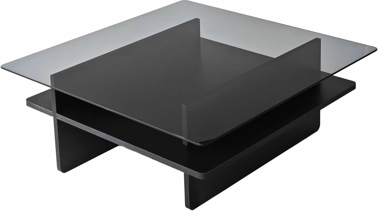 Tavolinë kafeje Skye Decor, katrore, ngjyrë e zezë dhe fume