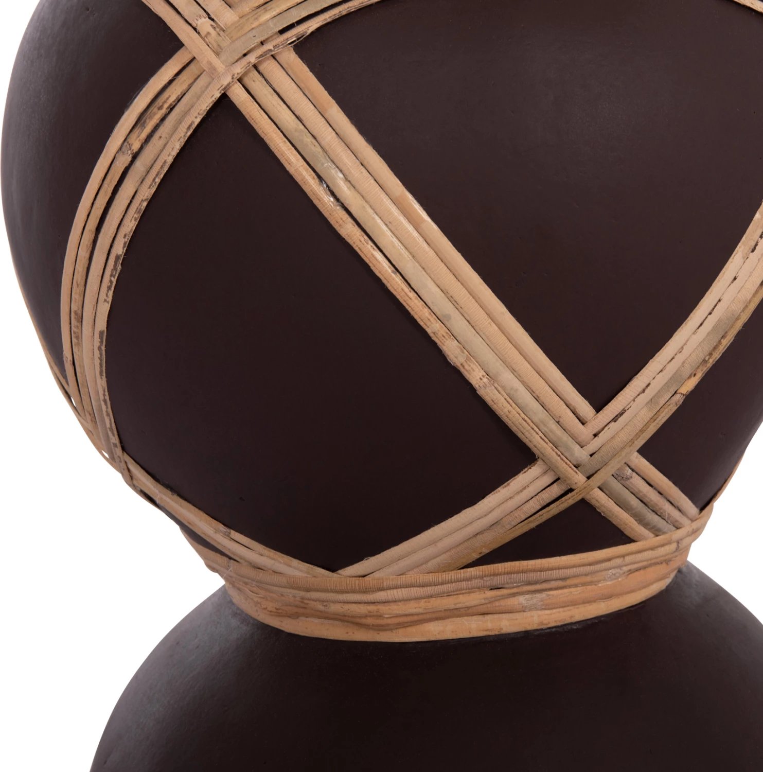 Vazo dekorative dyshemeje MAYNARD, çimento fiber, ngjyrë çokollate, ratan natyral, Φ27.5x50cm