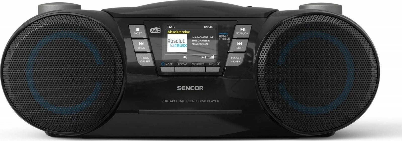Boombox radio CD, Sencor SPT 6510DB, DAB+, Bluetooth 5.3, 16 W, ekran LCD 2.4", e zezë