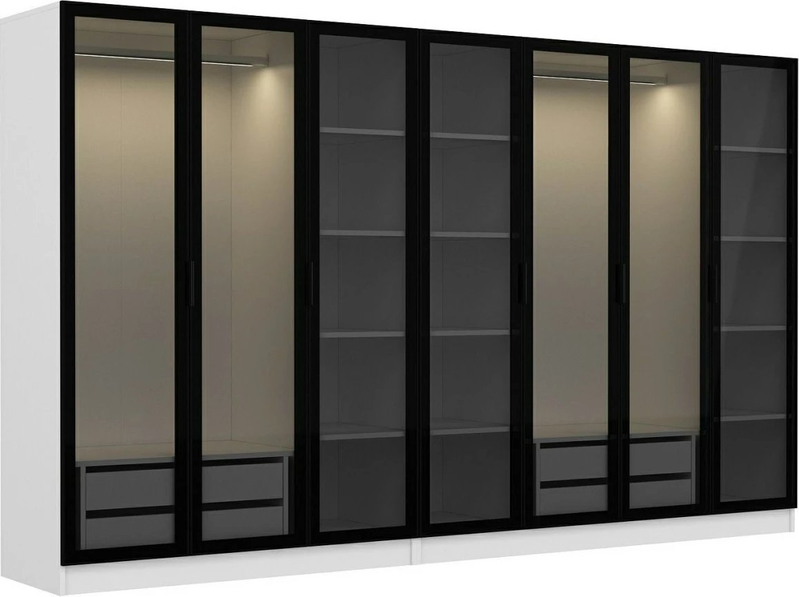 Dollap Skye Decor, bardhë e zi, 315x190x52cm, 10 pjesë