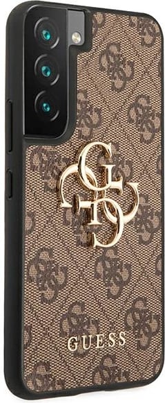 Mbështjellës Guess GUHCS22S4GMGBR 4G Big Metal Logo për Samsung Galaxy S22, kafe