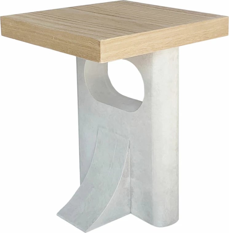 Tavolinë anësore Pilonas, ngjyrë natyrale-gri e çelët, 40x40x50cm