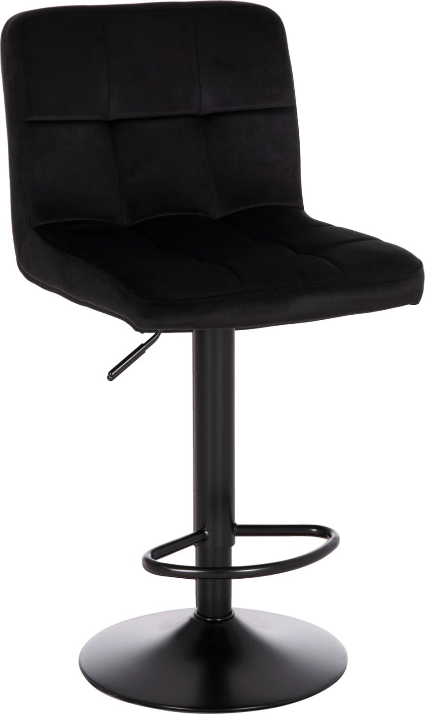 Karrige për bar rrotulluese DIANA, kadife e zezë, metal mat, 44x52x109cm, set prej 2 copë
