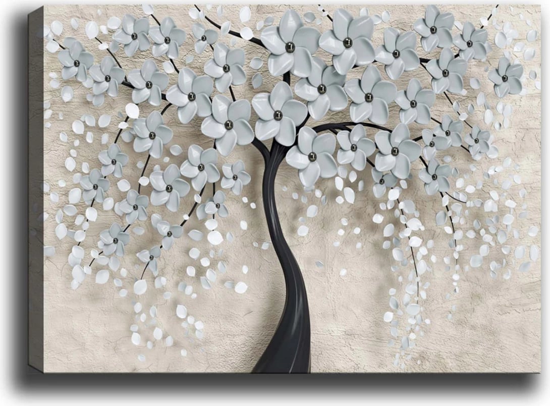 Pikturë në kanavacë, pemë me lule, FH7197.04, 100x3x70 cm