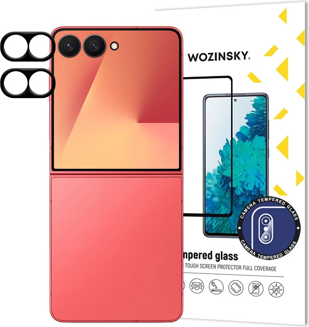 Mbrojtës xhami për kamerë Wozinsky Full Camera Glass për Samsung Galaxy Z Flip 7, Set prej 2 copë, Zi
