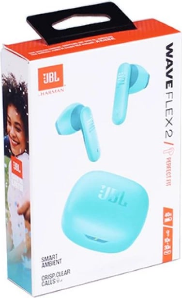 Kufje JBL Wave Flex 2 true wireless me Pure Bass, multipoint Bluetooth, deri 40 orë bateri, blu