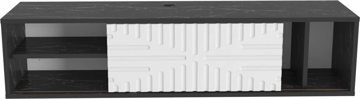 Komodë TV e varur Teo, ngjyrë e zezë dhe e bardhë, Skye Decor