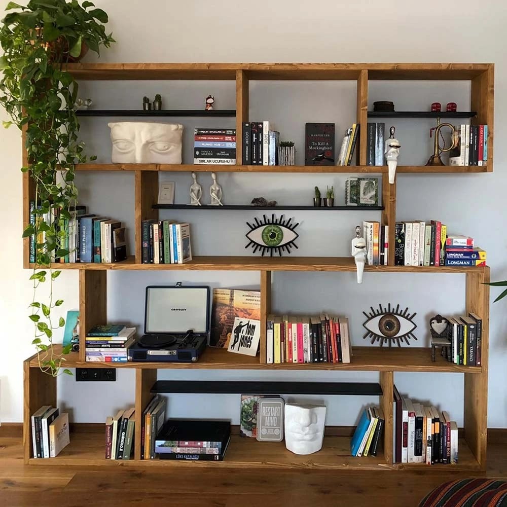 Raft librash Skye Decor, dru pishe, ngjyrë teak, CPT6004-200, 200x200x30cm